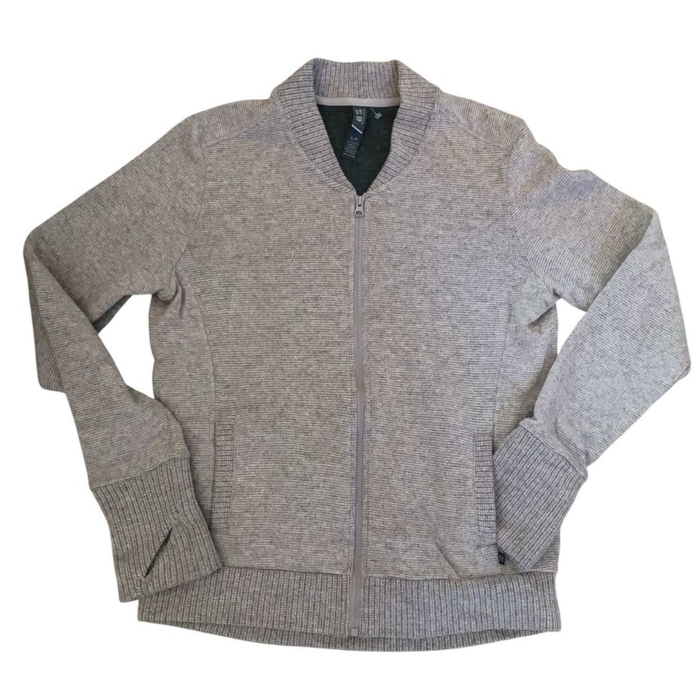Mountain Hardwear Bomber Jacket Women S Heathered Tan Wool Blend Zip Up Gorpcore